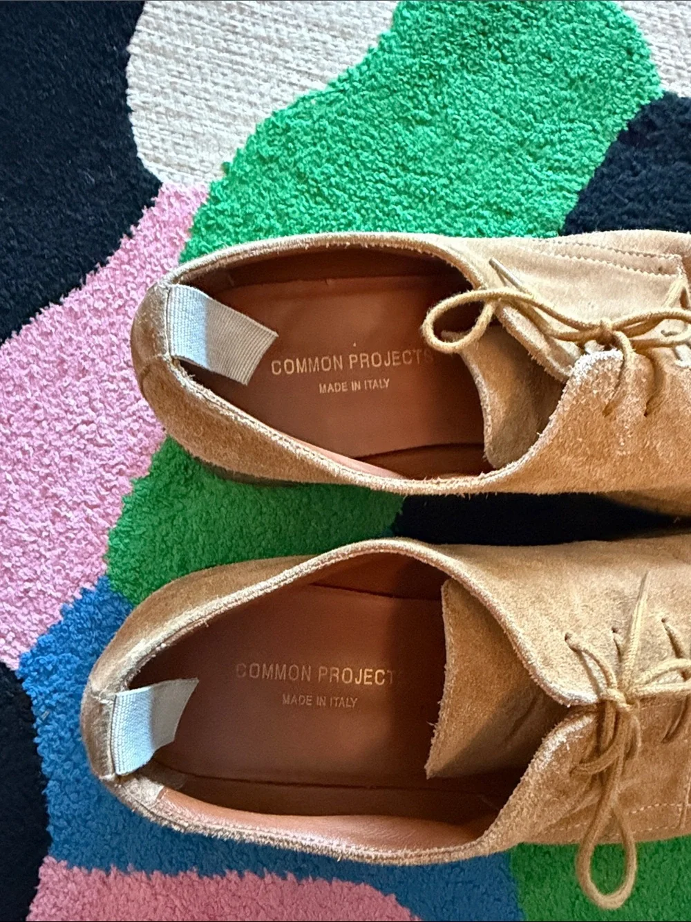 Common Projects Tan Suede Derby Shoes with Crepe Sole